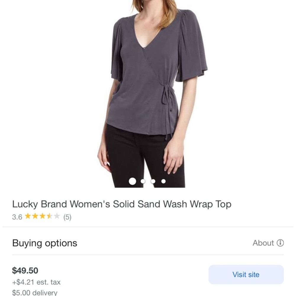 LUCKY BRAND SOLID SAND WASH WRAP TOP SM